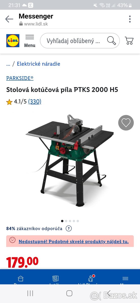 Stolová kotúčová píla parkside