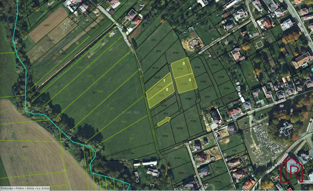 Investičné pozemky obec Svinia, 876m2, 876m2, 991m2, 977m2