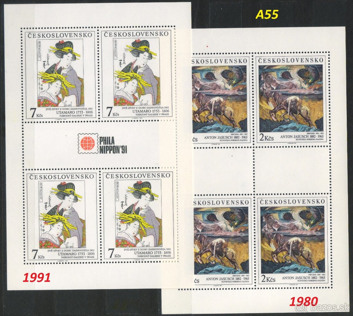 Poštové známky, filatelia: ČSSR 1945-92, aršíky - Umenie