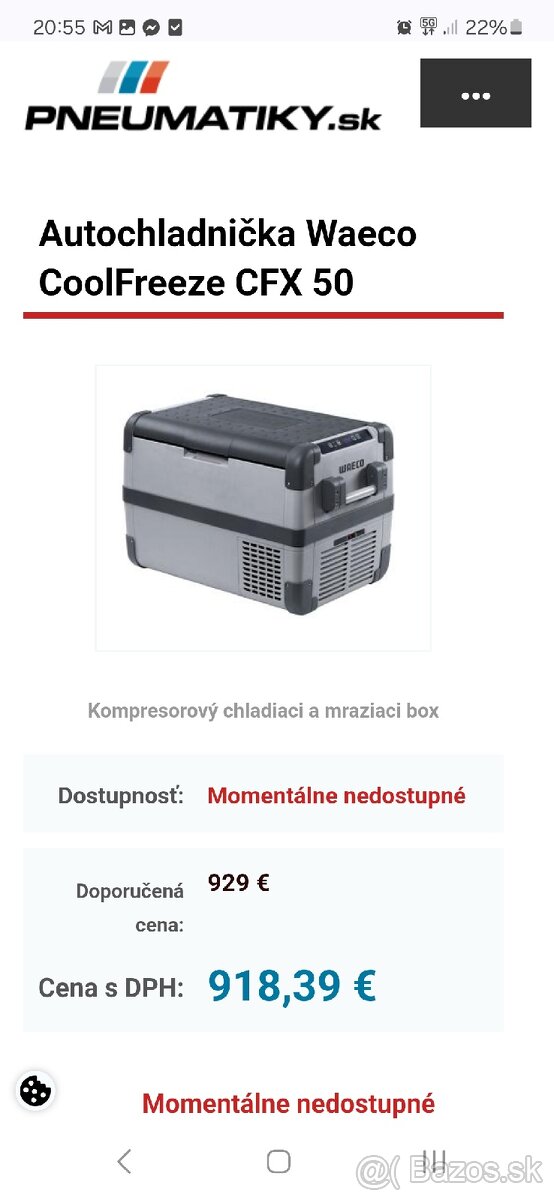 Waeco chladnička, autochladnička 50l model cfx50