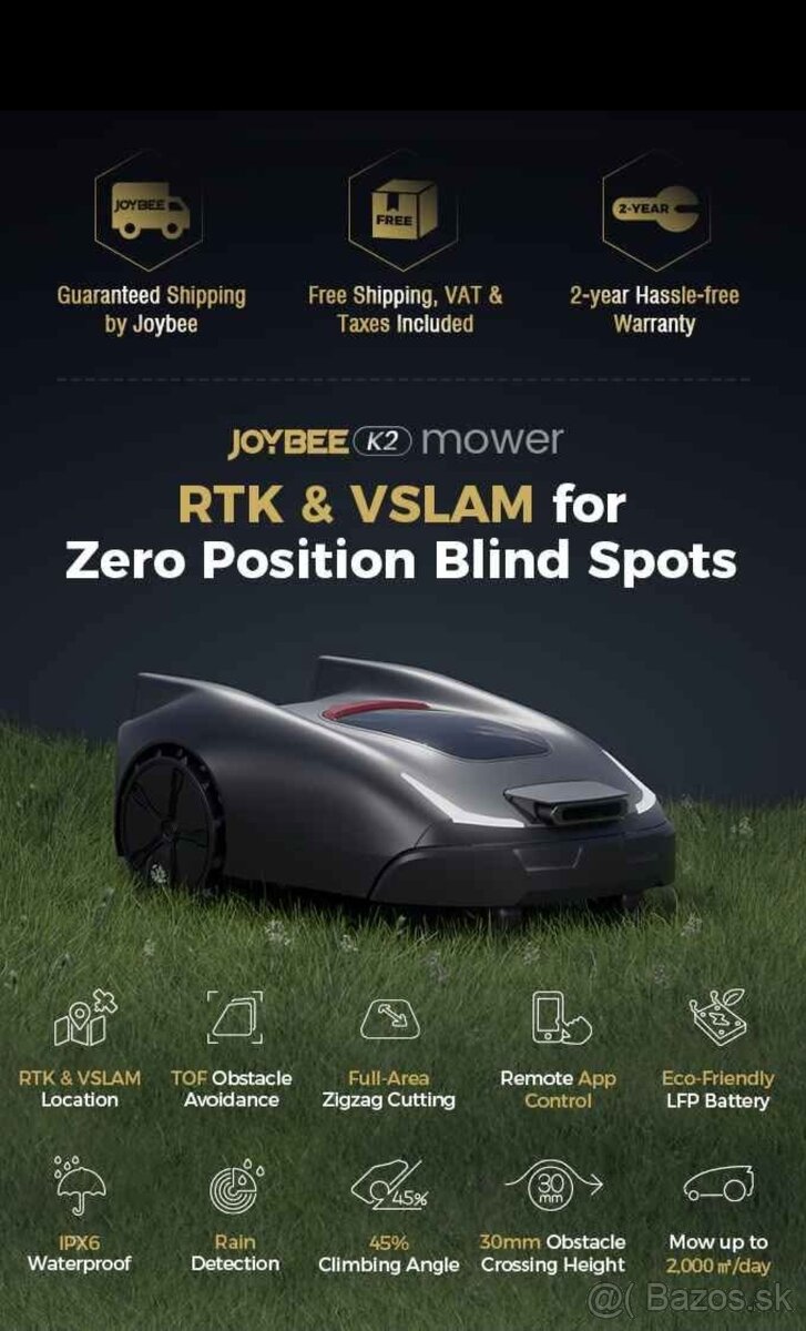 NOVÝ Joybee K2, robotická kosačka na trávu s GPS
