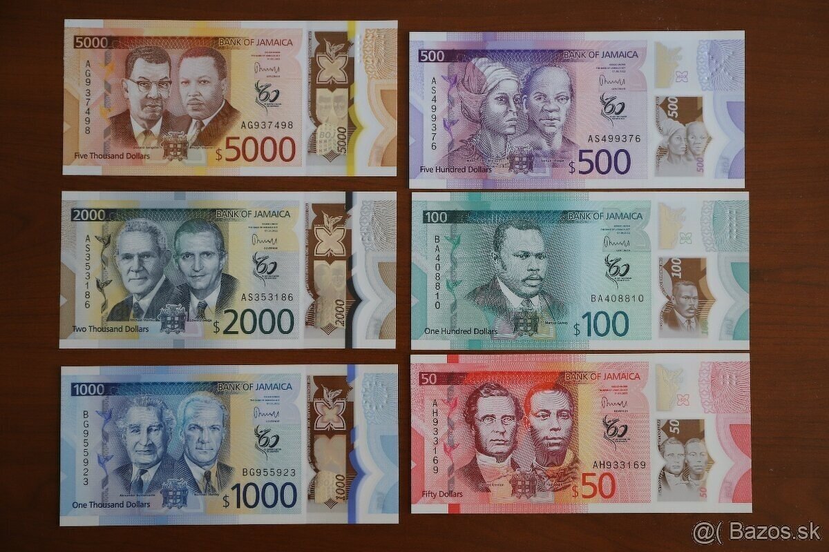 Unc bankovky Jamajka polymer (komplet sada)