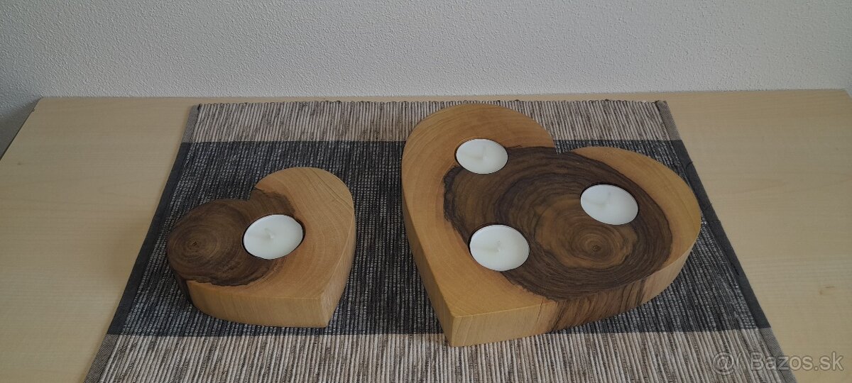 Drevené dekorácie, svietnik - srdce