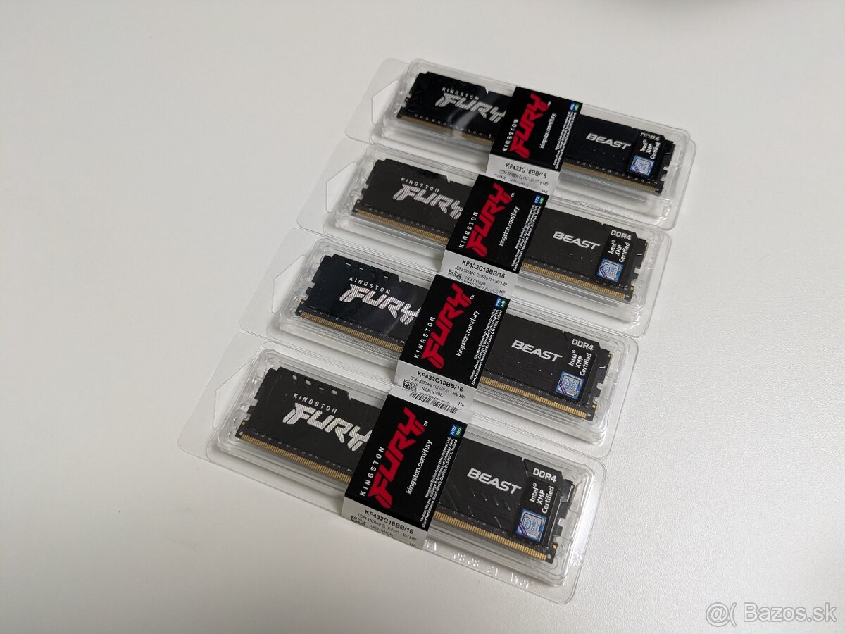 4x16GB DDR4 3200MHz RAM HyperX Fury Nerozbalené