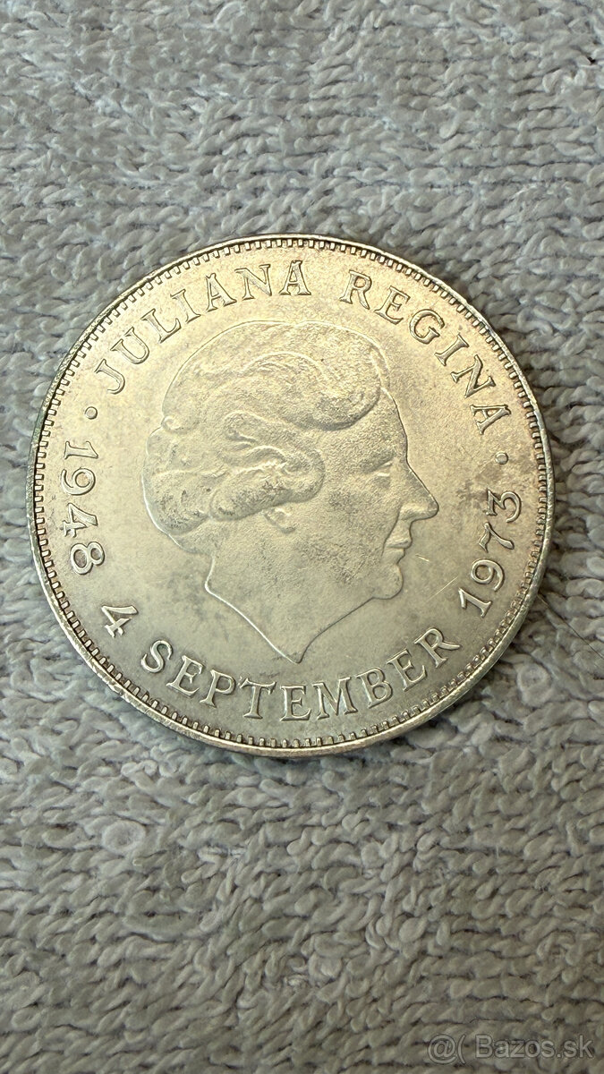 Stříbrná mince Nizozemsko – 10 Gulden 1973 (Královna Juliana