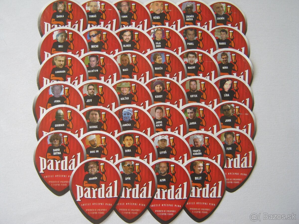 55x pivní etikety PARDÁL České Budějovice Budvar rok 2011