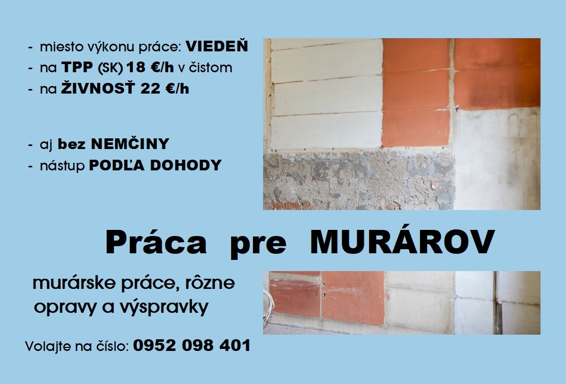 Hľadáme MURÁROV do VIEDNE