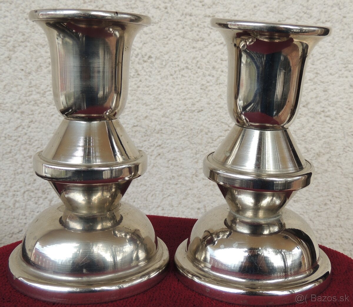 Párové svietniky kovové postriebrené Art Deco