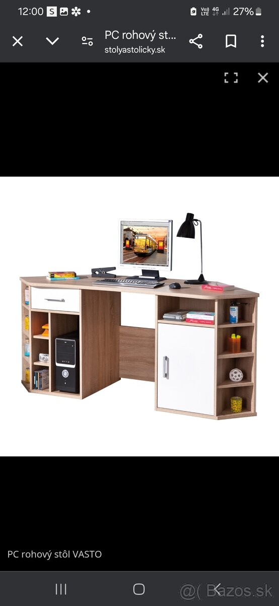 Rohový PC stolík