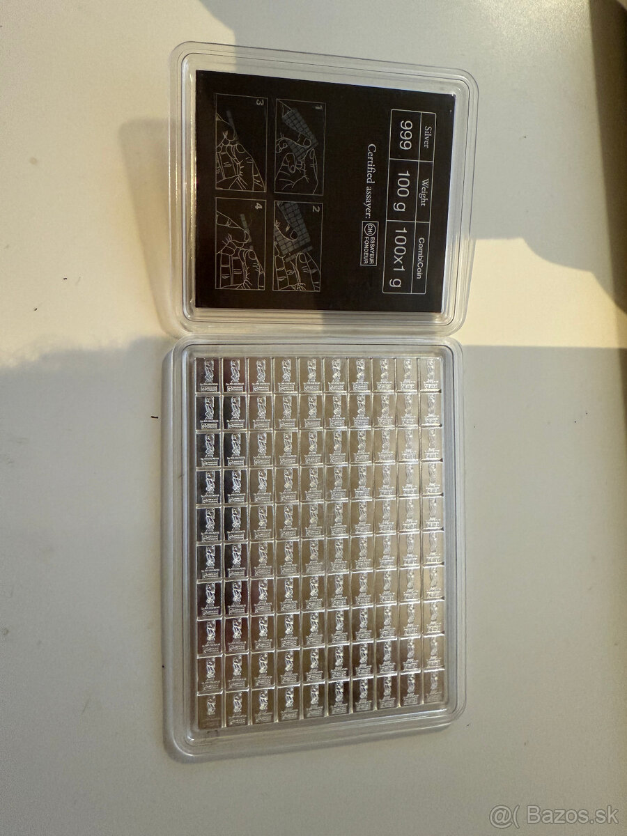 Strieborná 100 g tehlička