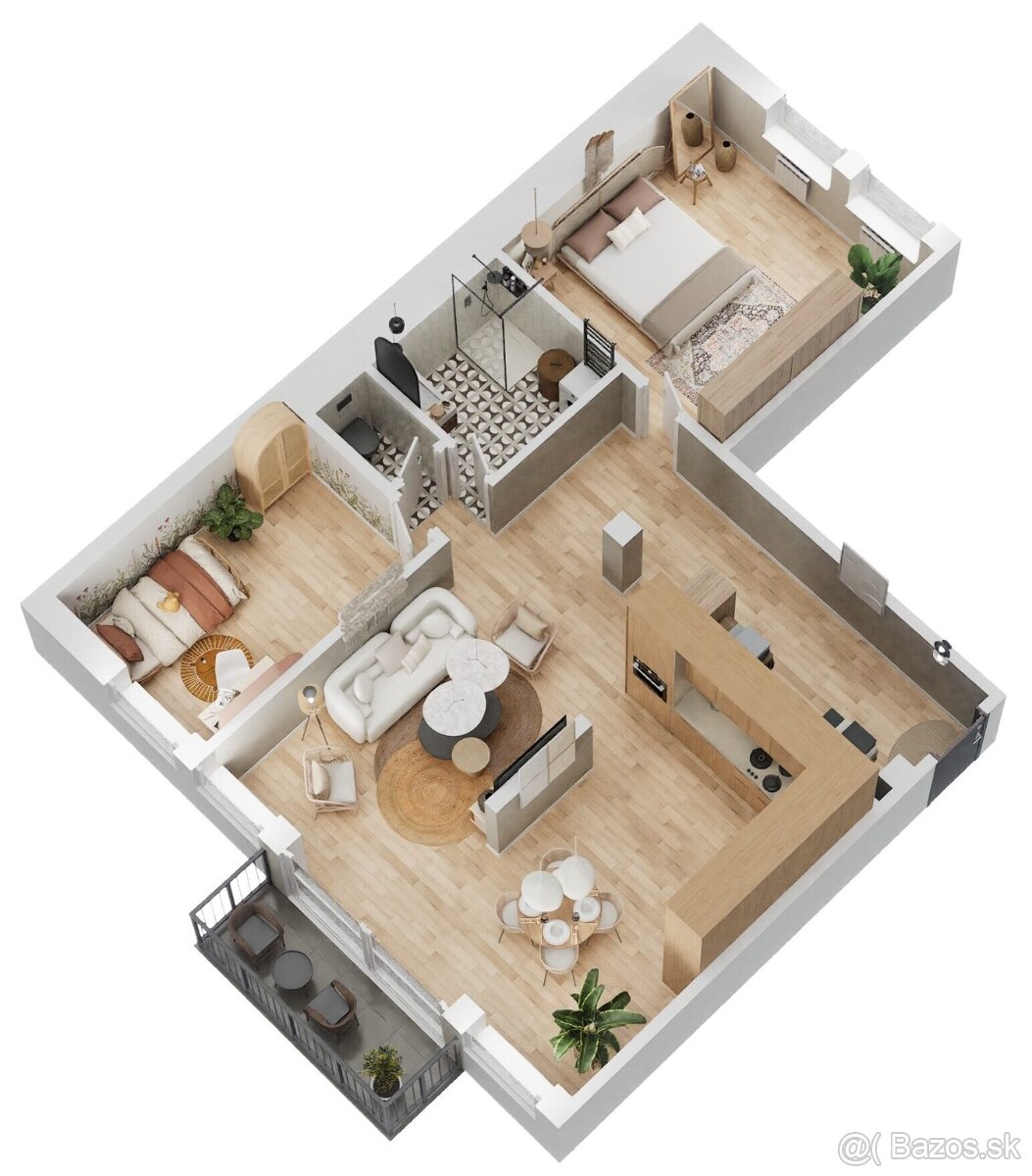 Priestranný 3 izbový byt v novostavbe s balkónom