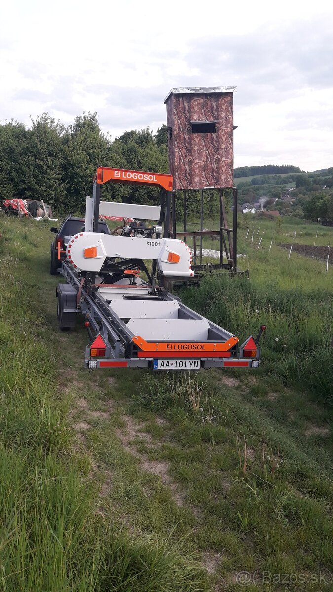 Porez guľatiny - mobilná pásová píla / mobilný gater