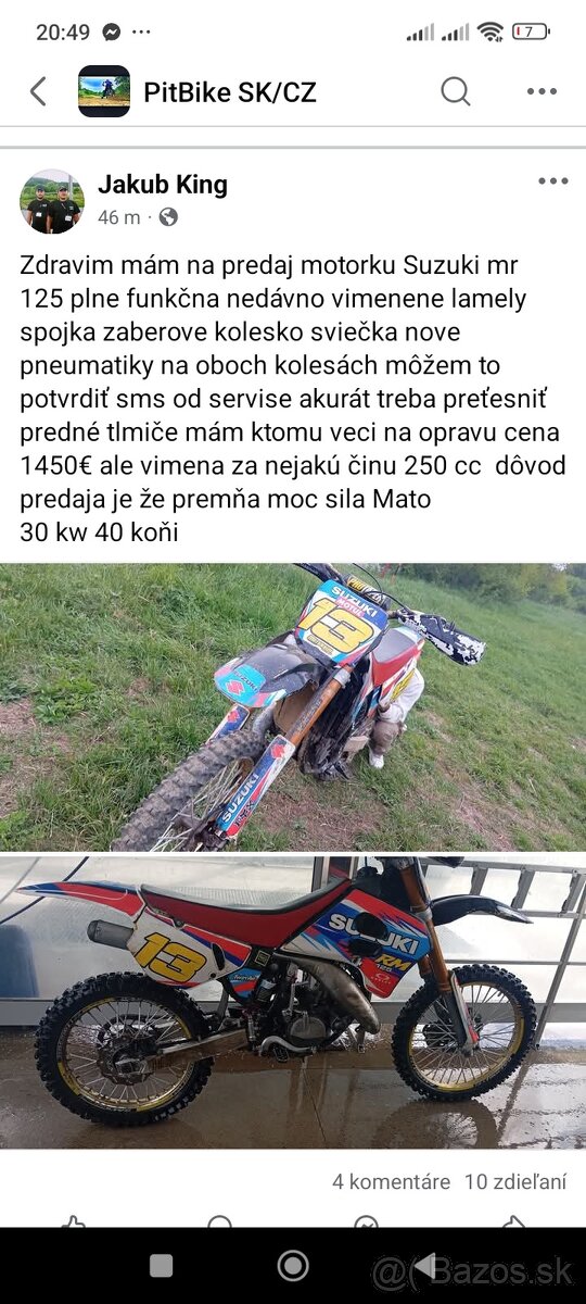 Mám na predaj motorku Suzuki mr 125