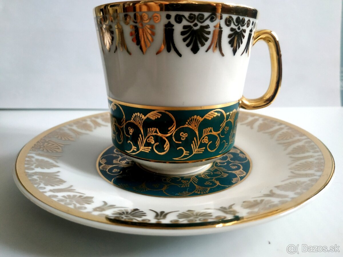 Kávovy servis porcelán - 6+4 šálky + podšálky Stržná