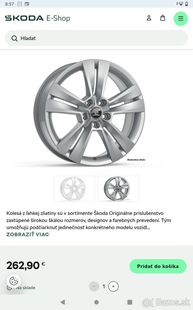 18"5x112 ET 45 Škoda Karoq originálne hliníkové disky