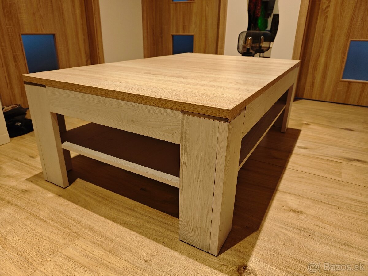 Konferenčný stolík dub Sonoma/ biela