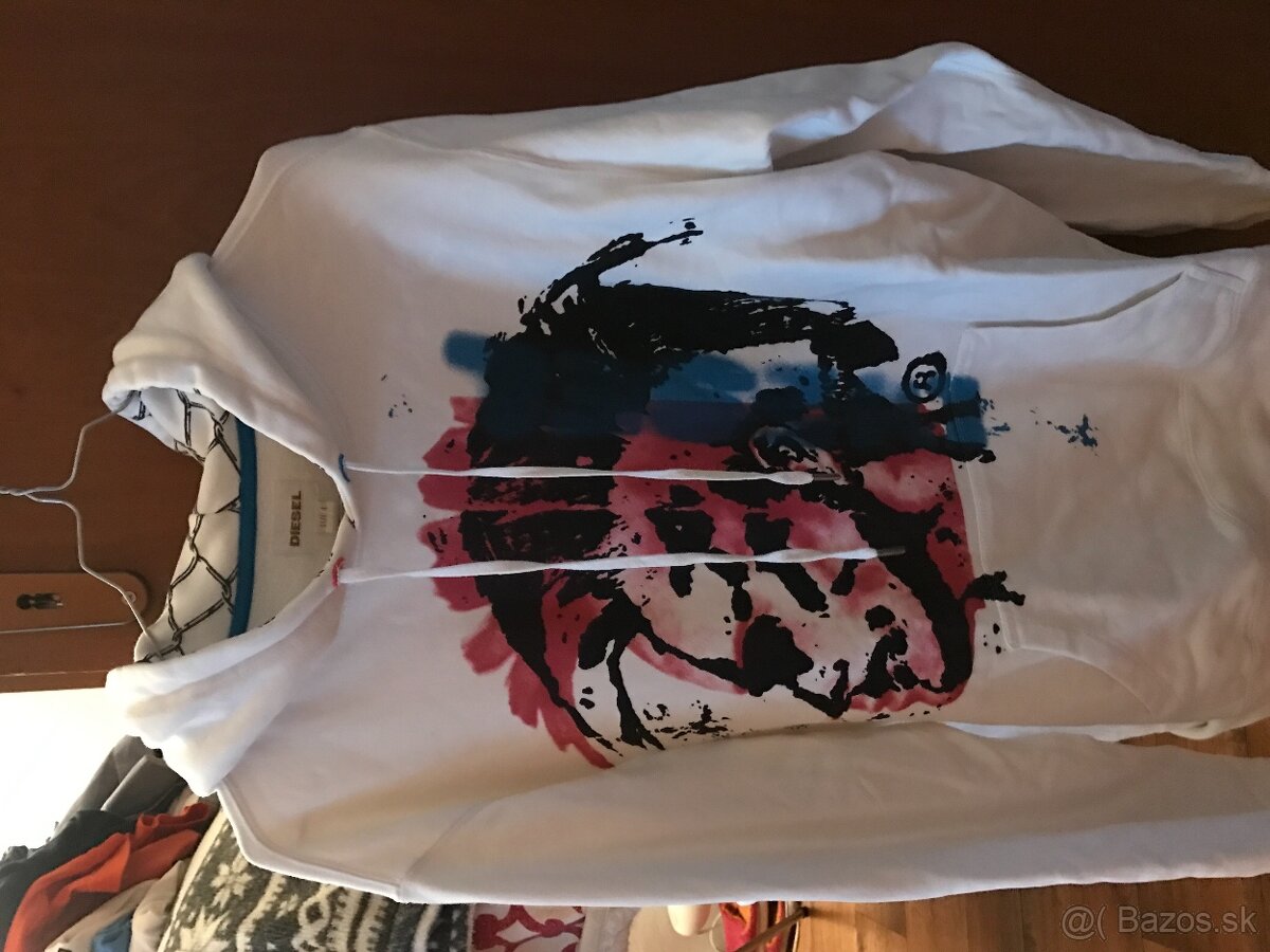 DIESEL originál white pánska mikinka L/XL