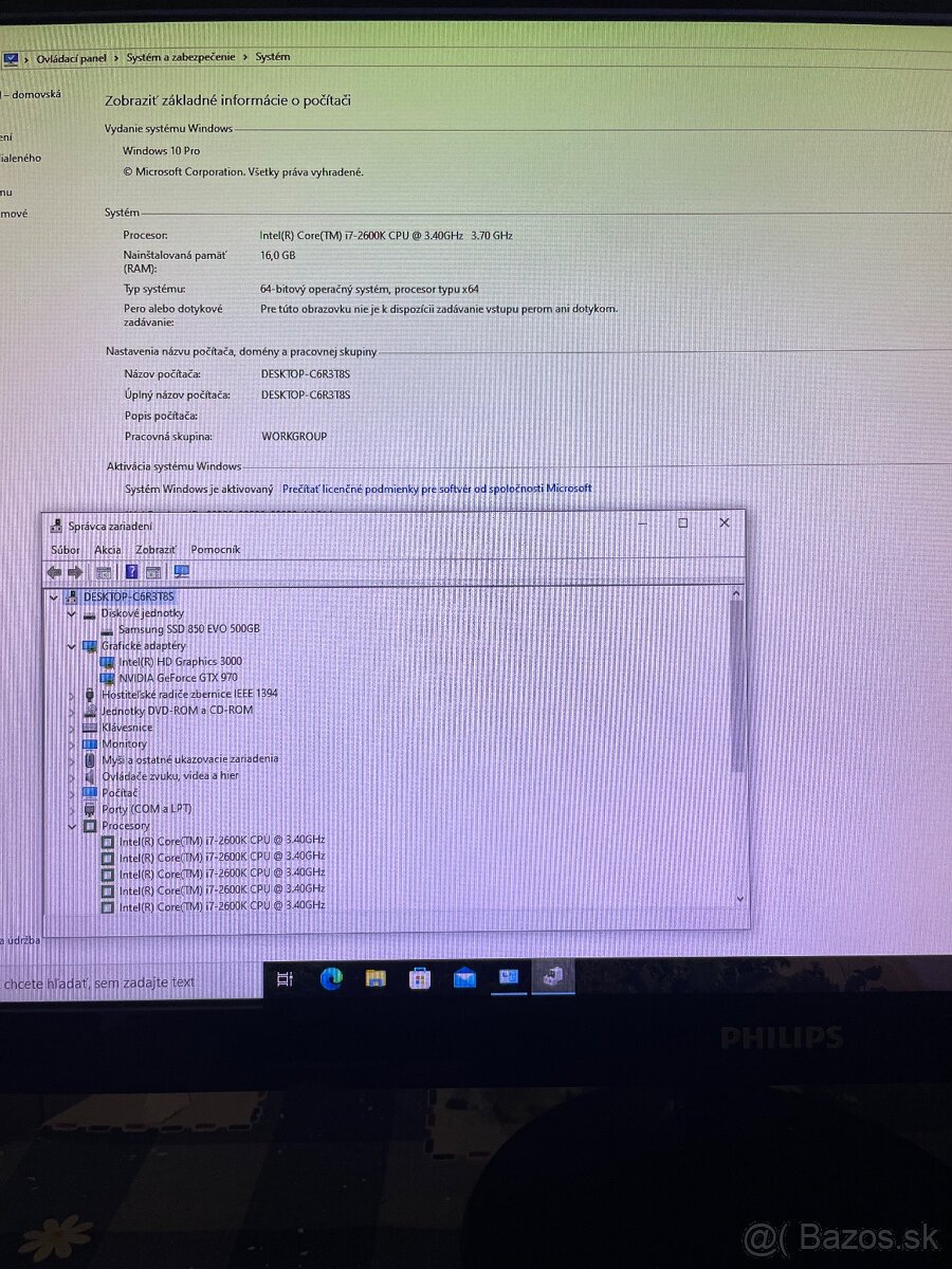 Predám starší herný Pc + monitor