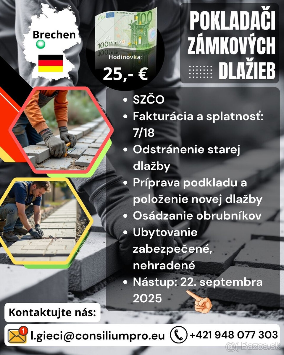 Hľadáme pokládačov zámkových dlažieb.