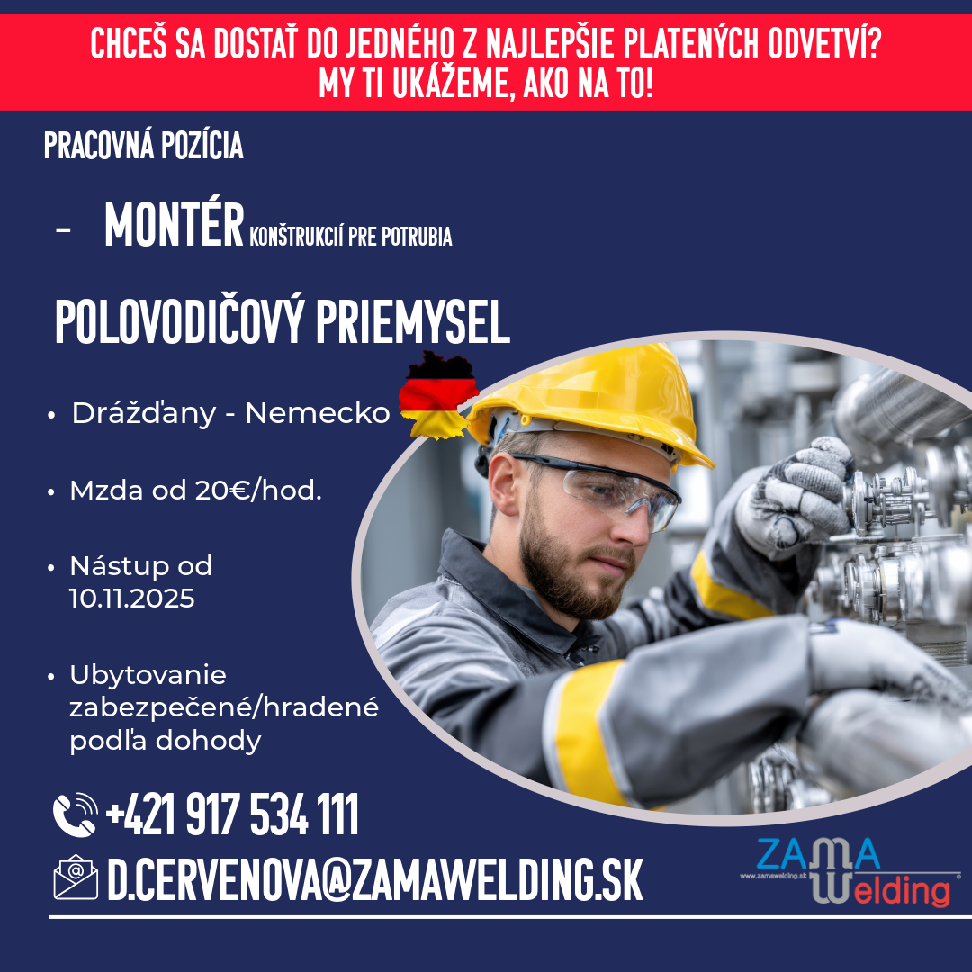 Hľadáme zváračov, potrubárov a montérov do Nemecka