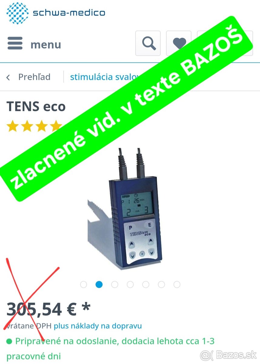 TENS eco 2-kanálový elektrický stimulačný prístroj