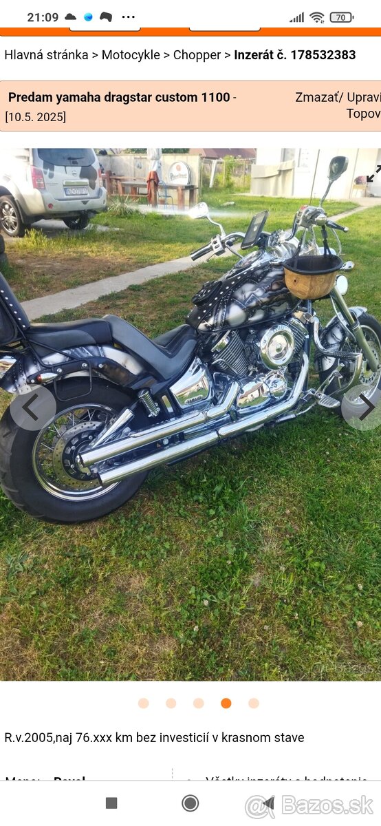 Predam Yamaha dradstar 1100 custom