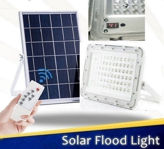 LED reflektor lampa 100W so samostatným solárnym panelom
