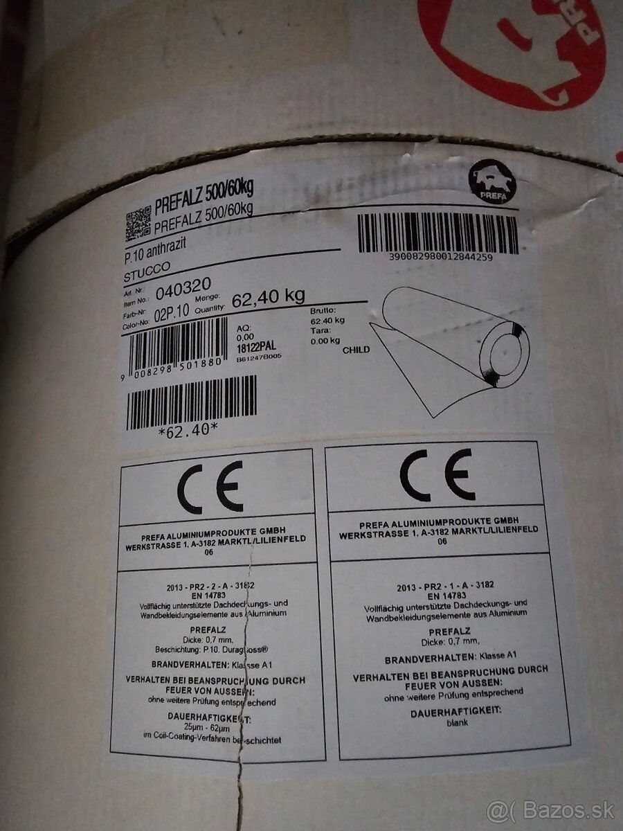 Prefalz Antracit Stucco hlinikovy plech na strechu 0,7mm