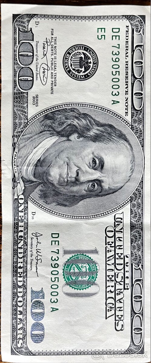 100$ bankovka
