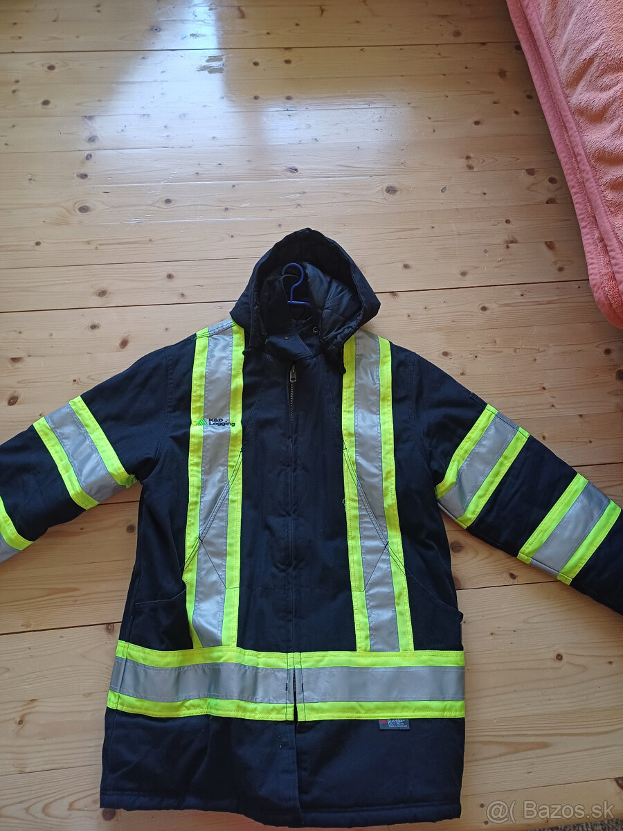 Pracovný kabát zateplený s výstražnými prvkami