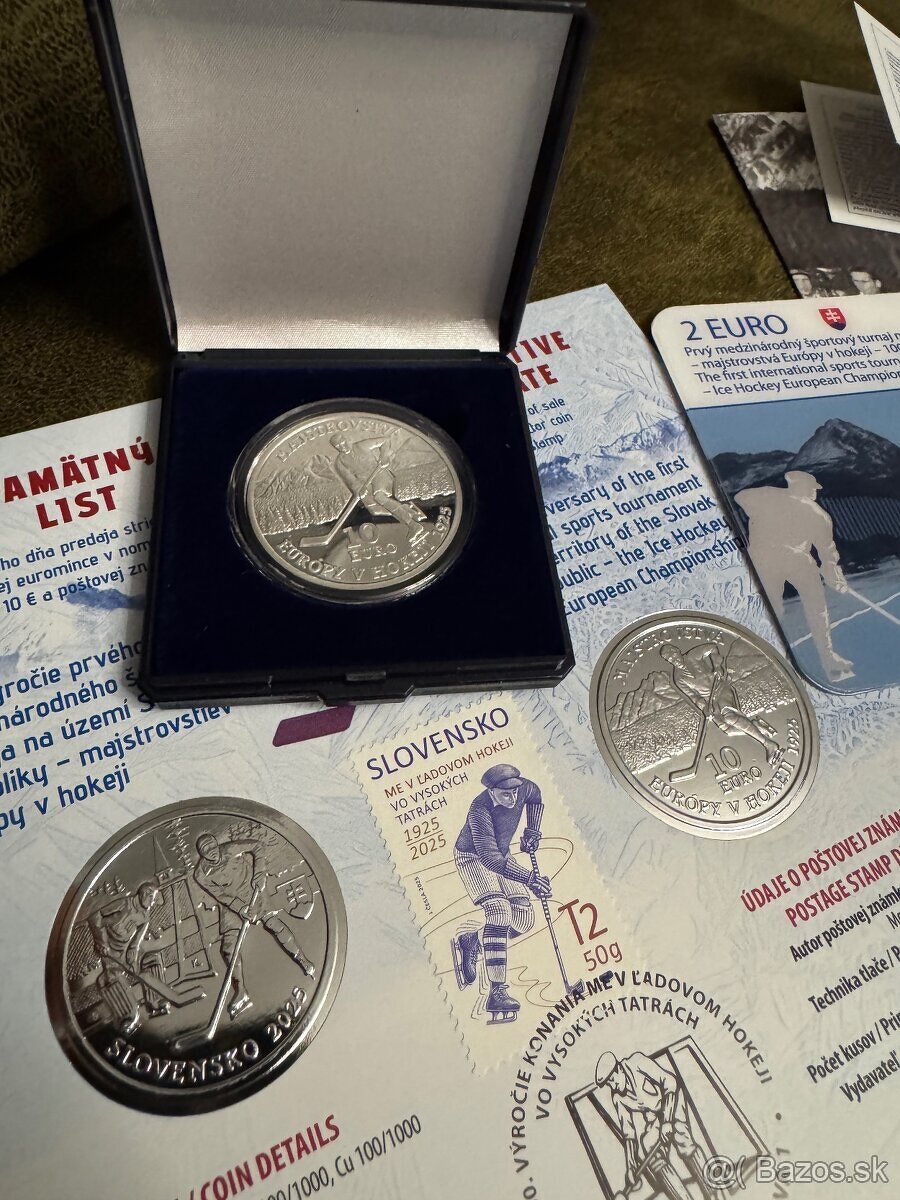100. výročie ME v hokeji 10€ PROOF a pamätny list PL