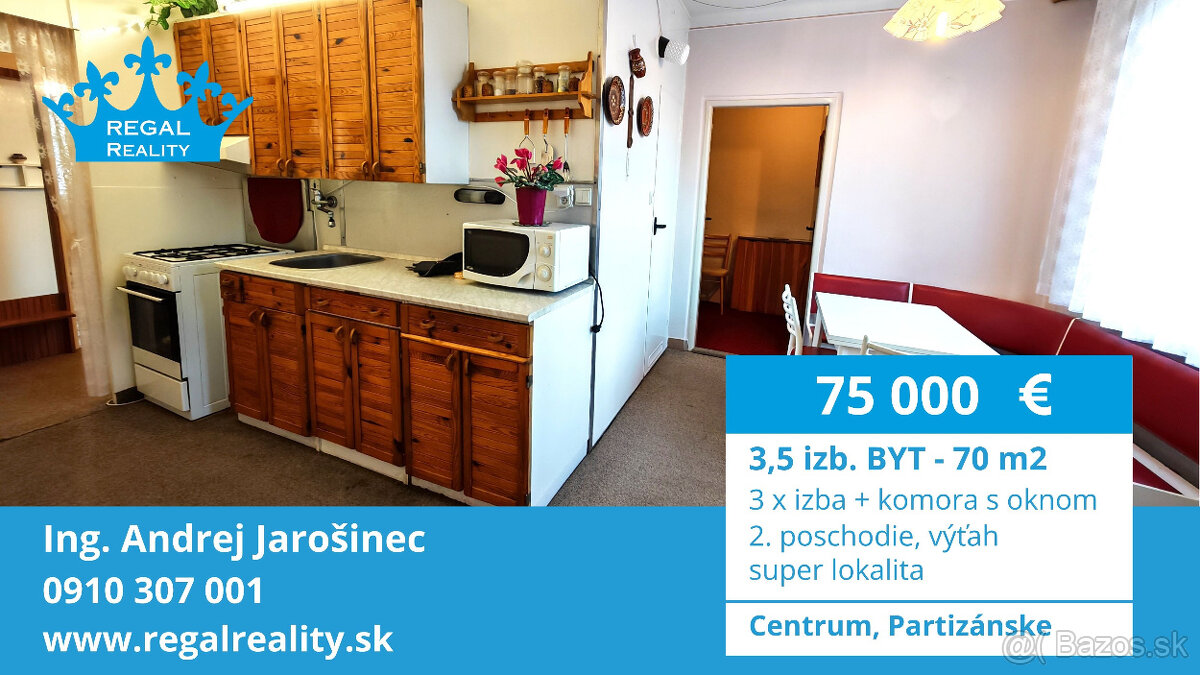 Znížená cena: 3,5-IZB. BYT, 70 m2, sídl. Luhy, Partizánske