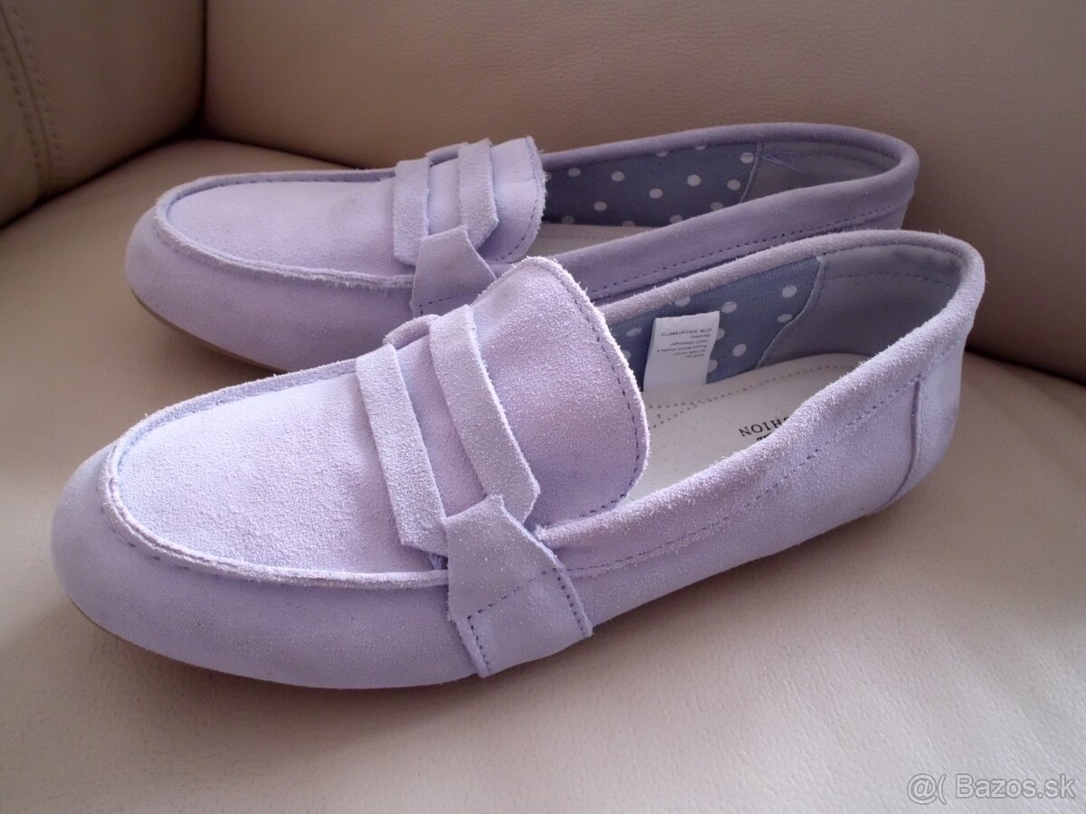 UP2 dámske kožené mokasíny bledá fialová 38