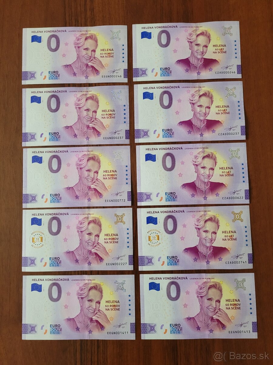 0€ bankovky, 0 eurové bankovky  Helena Vondráčková