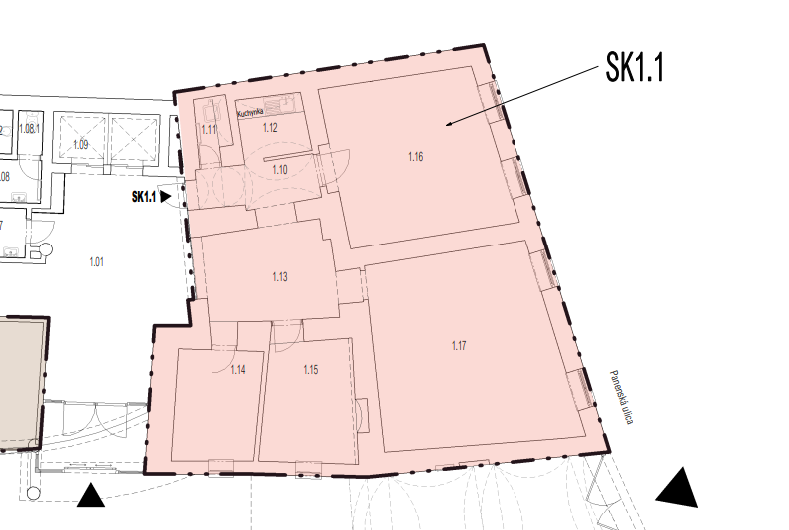 Celok 4 kancelárií na prízemí administratívnej budovy, Panen