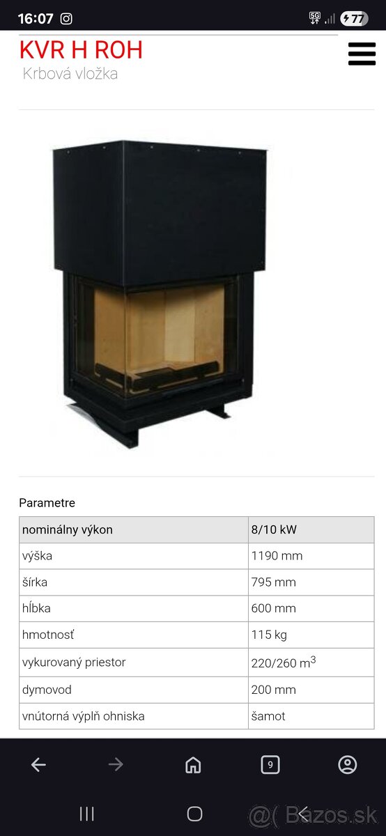 Krbová vložka KZP roh