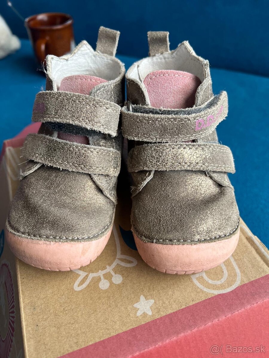 Barefoot kožené topánočky v20 D D step bronze