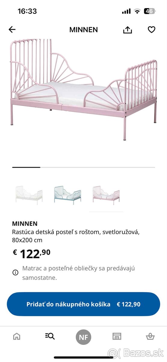 Ikea posteľ Minnen + matrac Nattsmyg