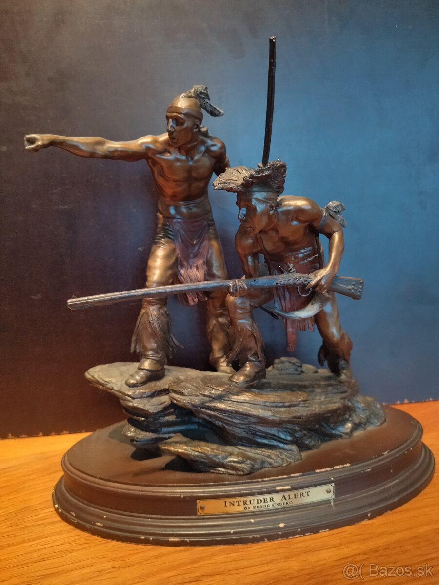 Bronze sculpture indians - intruder alert - ernie cselko