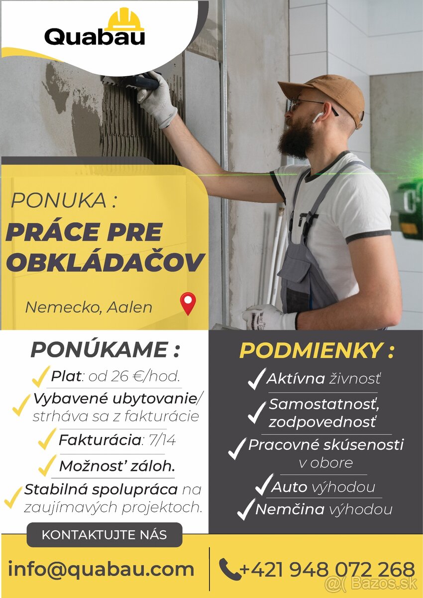 Ponuka práce Nemecko-Obkladač