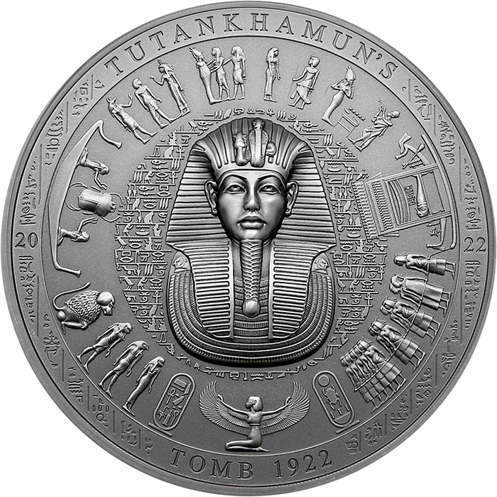 Stříbrná mince 3 oz Tutanchamonova hrobka 2022 Antique Stand