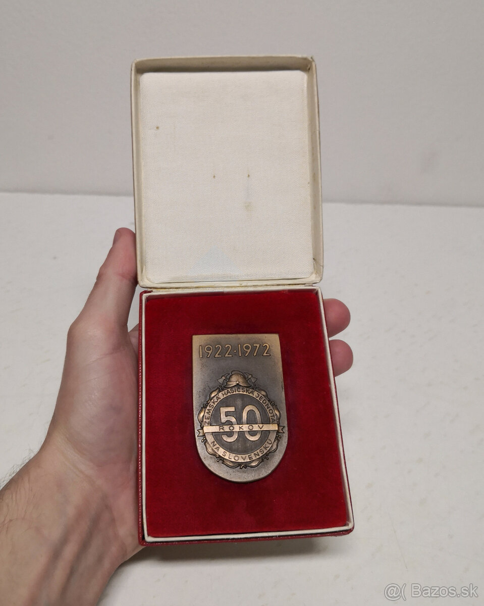 Plaketa Zemská Hasičská jednota 50 rokov na Slovensku III.