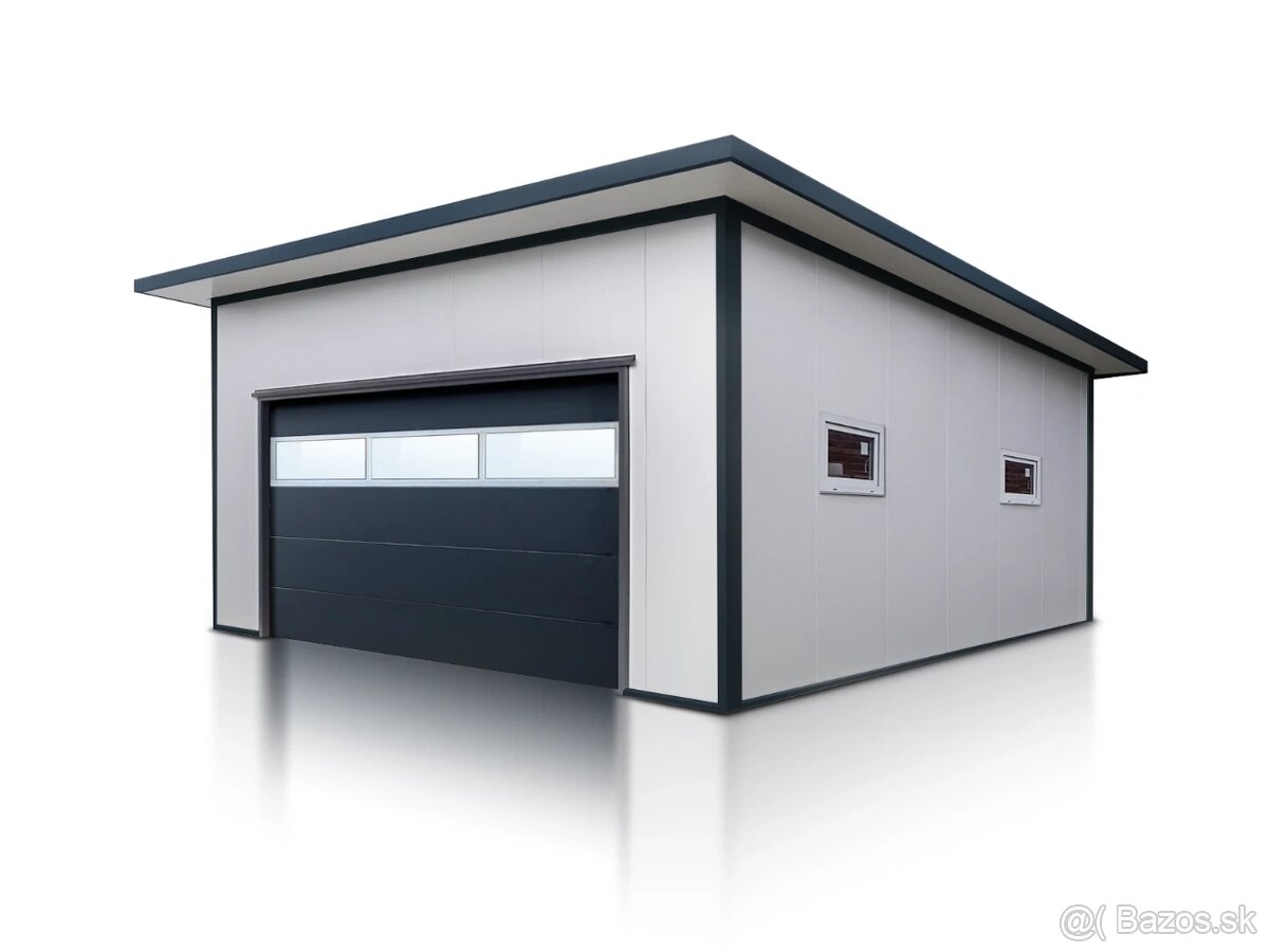 Zateplená garáž zo sendvičového panelu 6x6m.