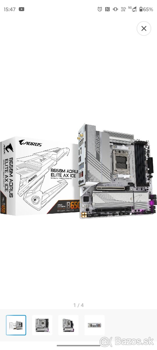 Základná doska AM5 GIGABYTE B650M A ELITE AX ICE