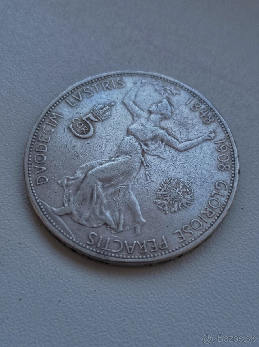 5 Korún FJ I. 1908 JUBILEJNÁ Rakúsko - Uhorsko