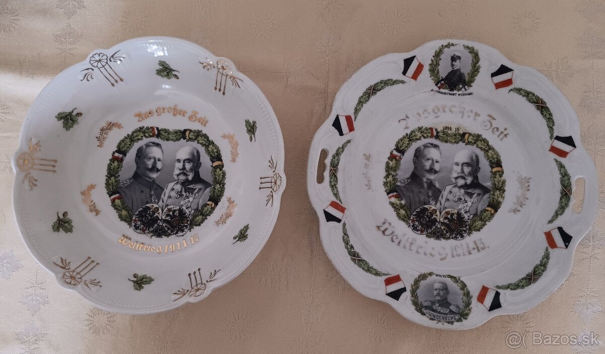 Porcelánové talíře - Franz Jozef, Wihelm II., Rakusko Uhors