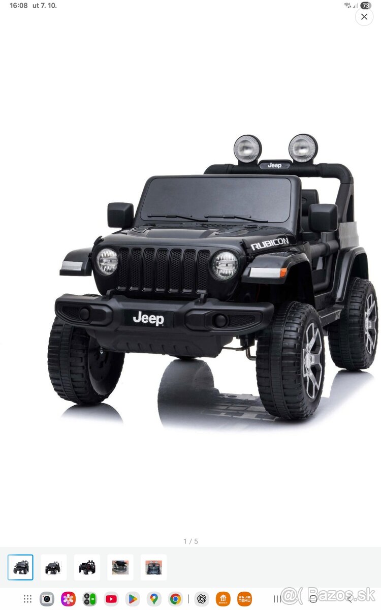 Predam el. Jeep Wrangler Rubicon 4x4 pre dve deti s dial.ovl