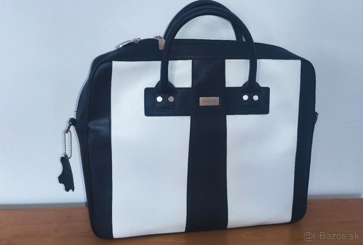 Elegantná taška na 13,3"-15,6“ notebook, Dicota bielo-čiern