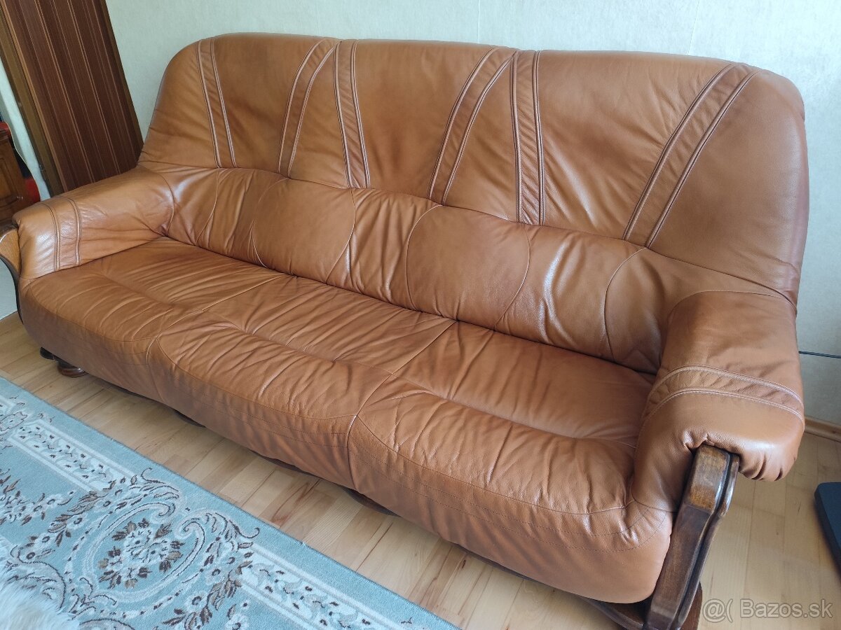 Rustikálna kožená sedacia súprava