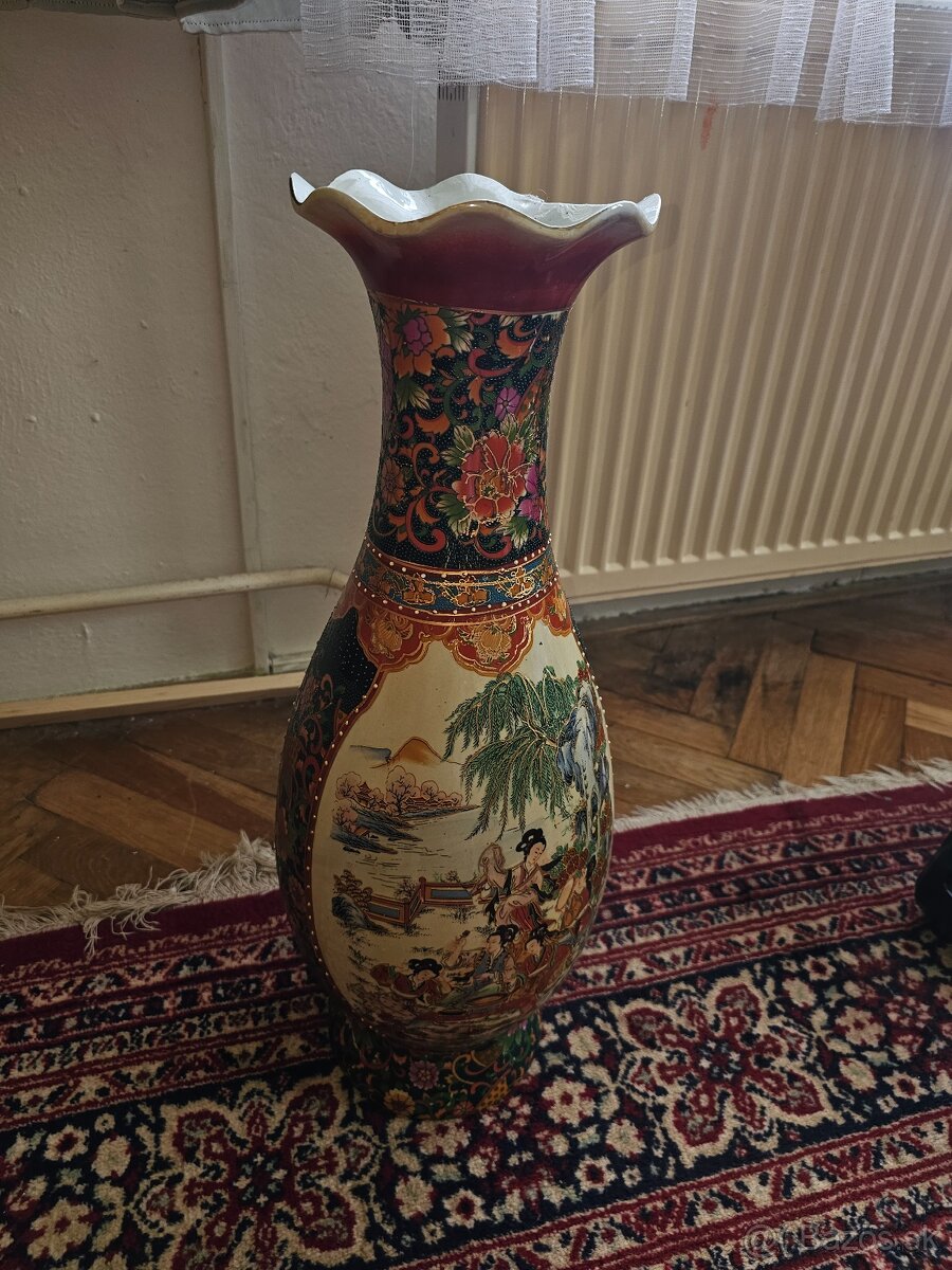 Dekoratívna porcelánová váza 72 cm – ručne maľovaná, orient